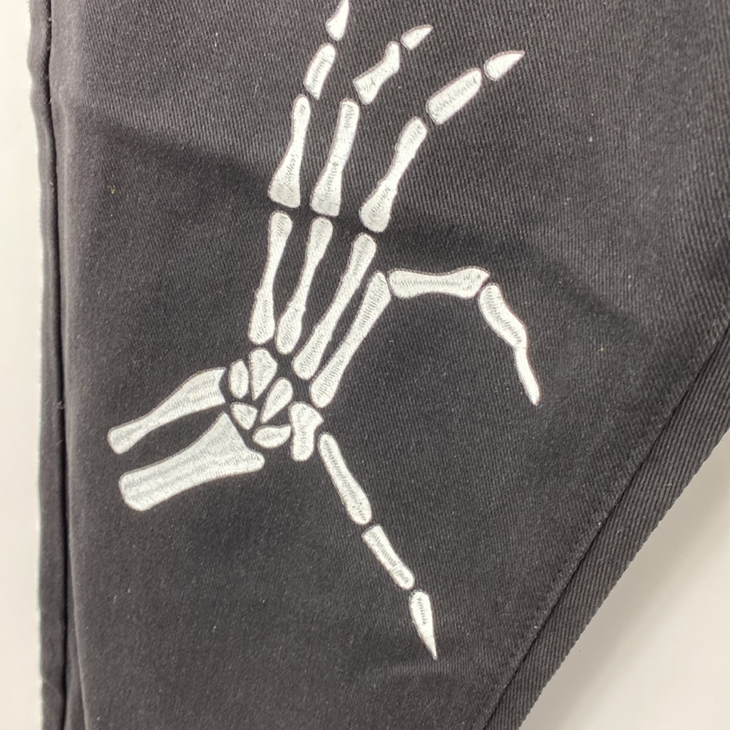 Supermade Jeans Womens Large Black Denim Hand Painted Skeleton Fingers Bones — image 3 of 8